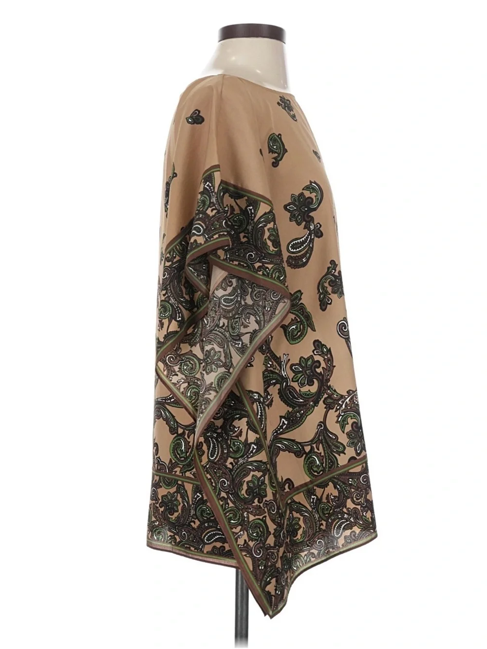 Michael Kors Paisley Poncho Tunic in Camel and Green